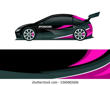 Car decal wrap design template vector illustration. Background abstract stripe racing sport graphic designs kit for race car, rally, vehicle, livery and adventure