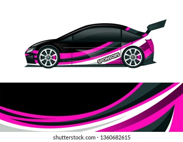 Car decal wrap design template vector illustration. Background abstract stripe racing sport graphic designs kit for race car, rally, vehicle, livery and adventure
