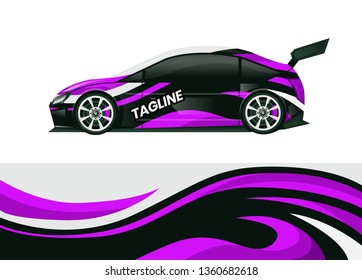 Car decal wrap design template vector illustration. Background abstract stripe racing sport graphic designs kit for race car, rally, vehicle, livery and adventure