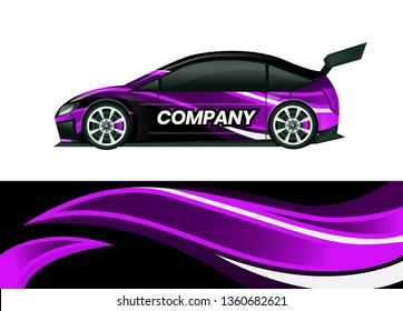 Car decal wrap design template vector illustration. Background abstract stripe racing sport graphic designs kit for race car, rally, vehicle, livery and adventure