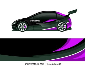 Car decal wrap design template vector illustration. Background abstract stripe racing sport graphic designs kit for race car, rally, vehicle, livery and adventure