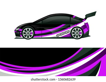 Car decal wrap design template vector illustration. Background abstract stripe racing sport graphic designs kit for race car, rally, vehicle, livery and adventure
