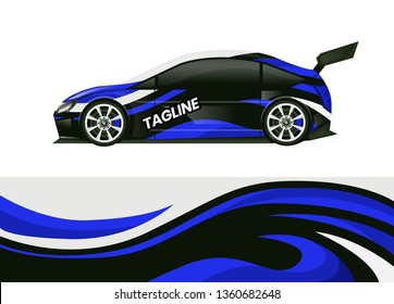 Car decal wrap design template vector illustration. Background abstract stripe racing sport graphic designs kit for race car, rally, vehicle, livery and adventure