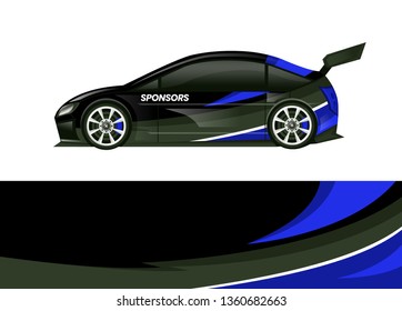 Car decal wrap design template vector illustration. Background abstract stripe racing sport graphic designs kit for race car, rally, vehicle, livery and adventure