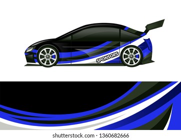 Car decal wrap design template vector illustration. Background abstract stripe racing sport graphic designs kit for race car, rally, vehicle, livery and adventure