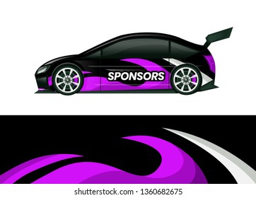 Car decal wrap design template vector illustration. Background abstract stripe racing sport graphic designs kit for race car, rally, vehicle, livery and adventure