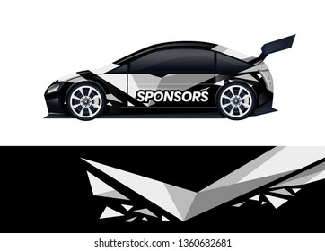Car decal wrap design template vector illustration. Background abstract stripe racing sport graphic designs kit for race car, rally, vehicle, livery and adventure