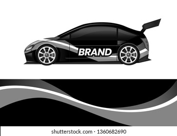 Car decal wrap design template vector illustration. Background abstract stripe racing sport graphic designs kit for race car, rally, vehicle, livery and adventure