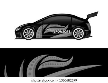 Car decal wrap design template vector illustration. Background abstract stripe racing sport graphic designs kit for race car, rally, vehicle, livery and adventure