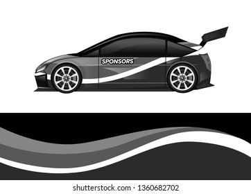 Car decal wrap design template vector illustration. Background abstract stripe racing sport graphic designs kit for race car, rally, vehicle, livery and adventure