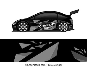 Car decal wrap design template vector illustration. Background abstract stripe racing sport graphic designs kit for race car, rally, vehicle, livery and adventure