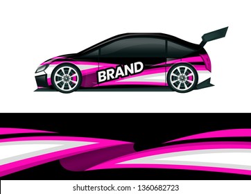 Car decal wrap design template vector illustration. Background abstract stripe racing sport graphic designs kit for race car, rally, vehicle, livery and adventure