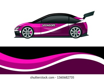Car decal wrap design template vector illustration. Background abstract stripe racing sport graphic designs kit for race car, rally, vehicle, livery and adventure