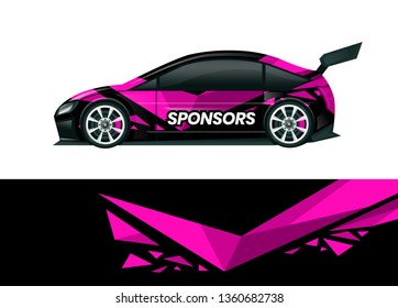 Car decal wrap design template vector illustration. Background abstract stripe racing sport graphic designs kit for race car, rally, vehicle, livery and adventure