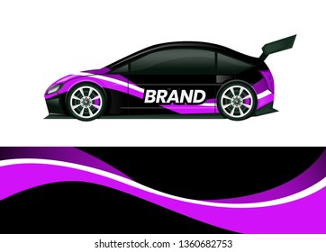 Car decal wrap design template vector illustration. Background abstract stripe racing sport graphic designs kit for race car, rally, vehicle, livery and adventure