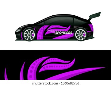 Car decal wrap design template vector illustration. Background abstract stripe racing sport graphic designs kit for race car, rally, vehicle, livery and adventure