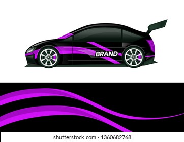 Car decal wrap design template vector illustration. Background abstract stripe racing sport graphic designs kit for race car, rally, vehicle, livery and adventure
