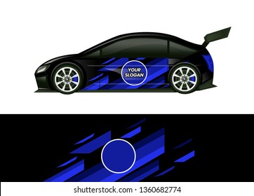 Car decal wrap design template vector illustration. Background abstract stripe racing sport graphic designs kit for race car, rally, vehicle, livery and adventure