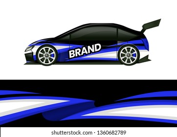 Car decal wrap design template vector illustration. Background abstract stripe racing sport graphic designs kit for race car, rally, vehicle, livery and adventure