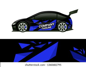 Car decal wrap design template vector illustration. Background abstract stripe racing sport graphic designs kit for race car, rally, vehicle, livery and adventure
