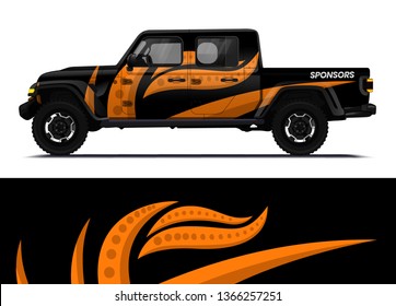 Car decal wrap design template vector illustration. Background abstract stripe racing sport graphic designs kit for race car, rally, vehicle, livery and adventure
