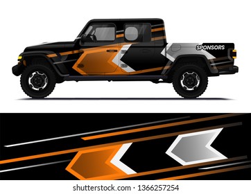Car decal wrap design template vector illustration. Background abstract stripe racing sport graphic designs kit for race car, rally, vehicle, livery and adventure