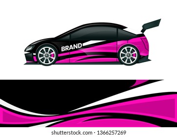 Car decal wrap design template vector illustration. Background abstract stripe racing sport graphic designs kit for race car, rally, vehicle, livery and adventure
