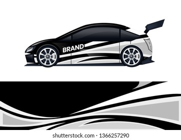 Car decal wrap design template vector illustration. Background abstract stripe racing sport graphic designs kit for race car, rally, vehicle, livery and adventure