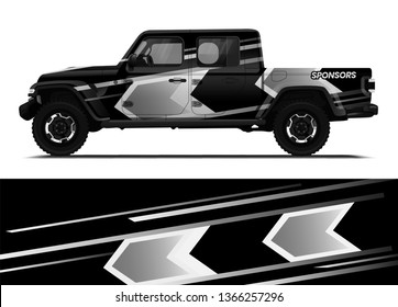 Car decal wrap design template vector illustration. Background abstract stripe racing sport graphic designs kit for race car, rally, vehicle, livery and adventure