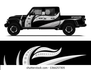 Car decal wrap design template vector illustration. Background abstract stripe racing sport graphic designs kit for race car, rally, vehicle, livery and adventure
