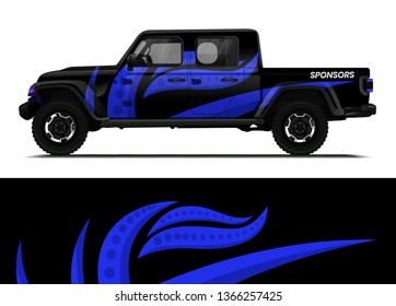 Car decal wrap design template vector illustration. Background abstract stripe racing sport graphic designs kit for race car, rally, vehicle, livery and adventure