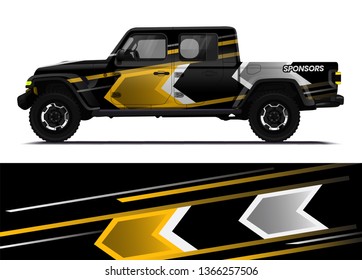 Car decal wrap design template vector illustration. Background abstract stripe racing sport graphic designs kit for race car, rally, vehicle, livery and adventure