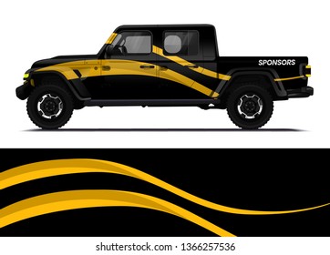 Car decal wrap design template vector illustration. Background abstract stripe racing sport graphic designs kit for race car, rally, vehicle, livery and adventure