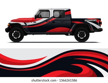 Car decal wrap design template vector illustration. Background abstract stripe racing sport graphic designs kit for race car, rally, vehicle, livery and adventure