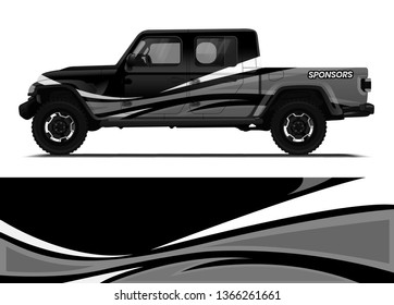 Car decal wrap design template vector illustration. Background abstract stripe racing sport graphic designs kit for race car, rally, vehicle, livery and adventure
