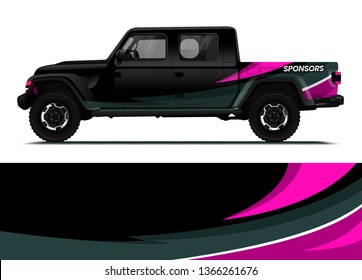 Car decal wrap design template vector illustration. Background abstract stripe racing sport graphic designs kit for race car, rally, vehicle, livery and adventure