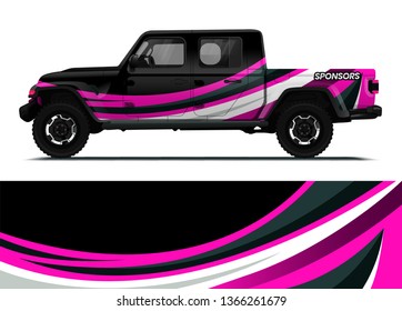 Car decal wrap design template vector illustration. Background abstract stripe racing sport graphic designs kit for race car, rally, vehicle, livery and adventure