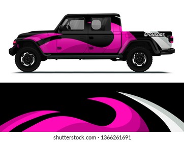 Car decal wrap design template vector illustration. Background abstract stripe racing sport graphic designs kit for race car, rally, vehicle, livery and adventure