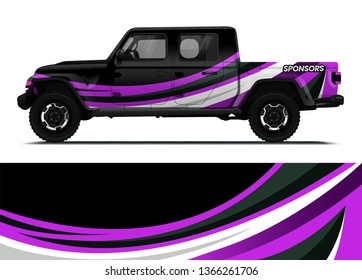 Car decal wrap design template vector illustration. Background abstract stripe racing sport graphic designs kit for race car, rally, vehicle, livery and adventure