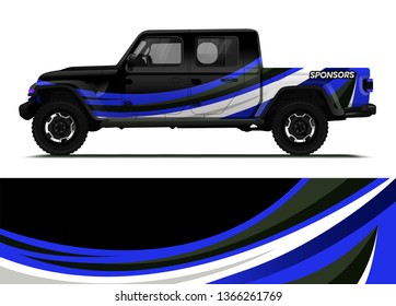Car decal wrap design template vector illustration. Background abstract stripe racing sport graphic designs kit for race car, rally, vehicle, livery and adventure
