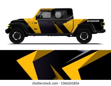 Car decal wrap design template vector illustration. Background abstract stripe racing sport graphic designs kit for race car, rally, vehicle, livery and adventure
