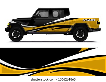 Car decal wrap design template vector illustration. Background abstract stripe racing sport graphic designs kit for race car, rally, vehicle, livery and adventure