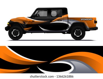 Car decal wrap design template vector illustration. Background abstract stripe racing sport graphic designs kit for race car, rally, vehicle, livery and adventure