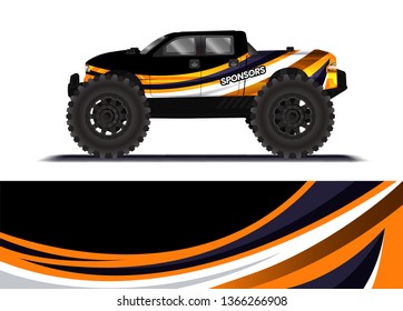 Car decal wrap design template vector illustration. Background abstract stripe racing sport graphic designs kit for race car, rally, vehicle, livery and adventure