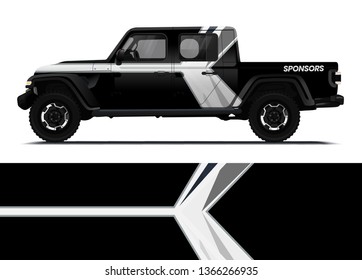 Car decal wrap design template vector illustration. Background abstract stripe racing sport graphic designs kit for race car, rally, vehicle, livery and adventure