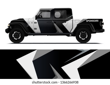 Car decal wrap design template vector illustration. Background abstract stripe racing sport graphic designs kit for race car, rally, vehicle, livery and adventure