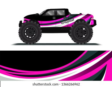 Car decal wrap design template vector illustration. Background abstract stripe racing sport graphic designs kit for race car, rally, vehicle, livery and adventure