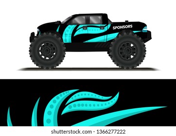Car decal wrap design template vector illustration. Background abstract stripe racing sport graphic designs kit for race car, rally, vehicle, livery and adventure