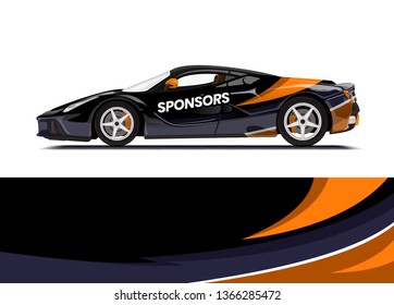 Car decal wrap design template vector illustration. Background abstract stripe racing sport graphic designs kit for race car, rally, vehicle, livery and adventure