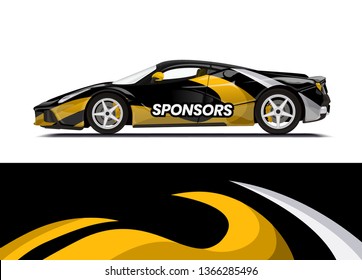 Car decal wrap design template vector illustration. Background abstract stripe racing sport graphic designs kit for race car, rally, vehicle, livery and adventure